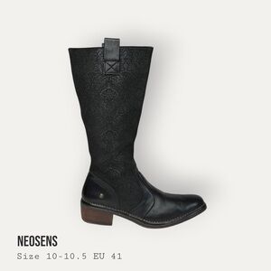 Neosens • Tooled Brocade Knee-High Leather Riding Boots • EU 41 (US 10-10.5)